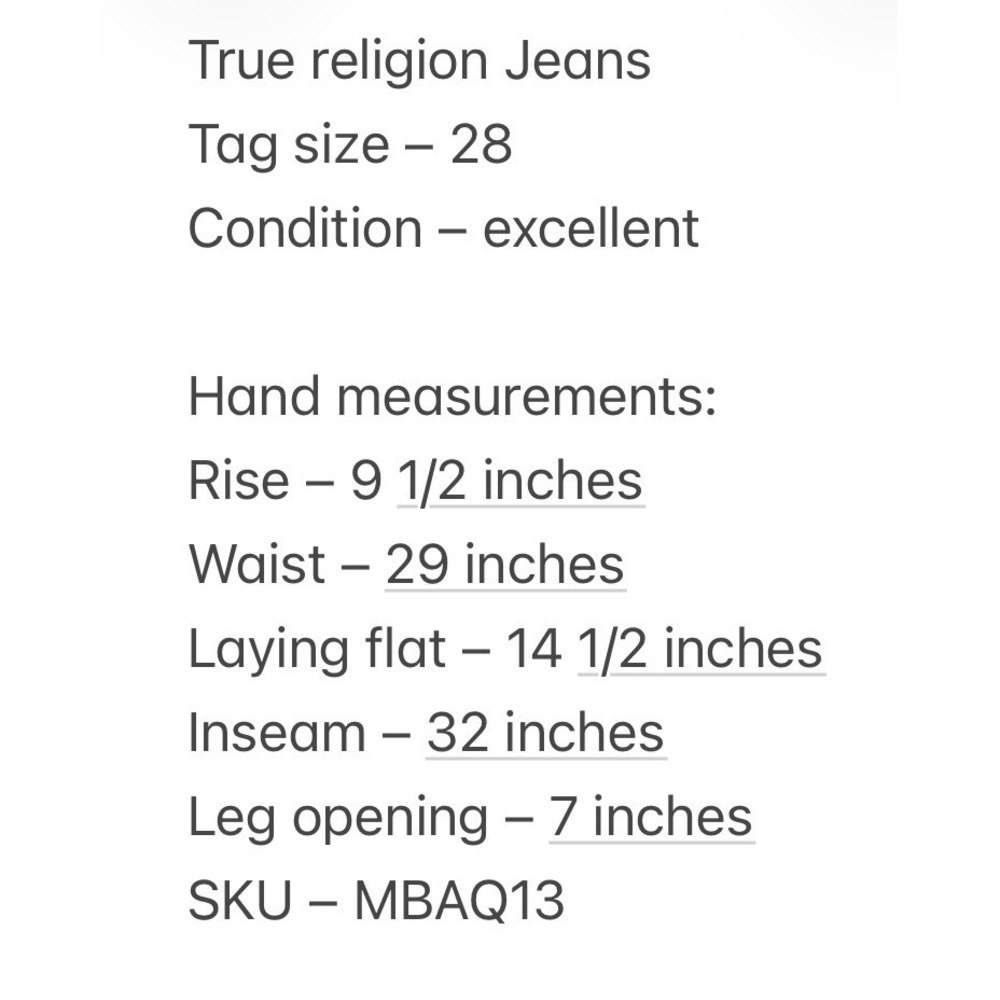 True Religion Mens Ricky Relaxed Straight Flap Pocket Black Jeans 28 Meas: 29x32 - Picture 8 of 8